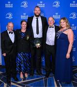 6 May 2025; RG Snyman with embers of Longford Rugby club, from left, Pat Fitzgerald, president Karen Lennon, Pauline Marlowe and Derek Turner during the Leinster Rugby awards ball 2025 at O'Reilly Hall in UCD, Dublin. Photo by Brendan Moran/Sportsfile