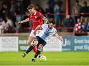 2 May 2025; Ryan Brennan of Drogheda United in action against Connor Malley of Sligo Rovers during the SSE Airtricity Men's Premier Division match between Sligo Rovers and Drogheda United at The Showgrounds in Sligo. Photo by Piaras Ó Mídheach/Sportsfile