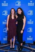 6 May 2025; Zoe Fryday, left, and Beatriz Pastora Linares on arrival at the Leinster Rugby awards ball 2025 at O'Reilly Hall in UCD, Dublin. Photo by Brendan Moran/Sportsfile