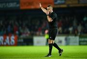 2 May 2025; Referee Paul Norton during the SSE Airtricity Men's Premier Division match between Sligo Rovers and Drogheda United at The Showgrounds in Sligo. Photo by Piaras Ó Mídheach/Sportsfile