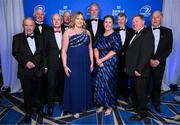 6 May 2025; Longford Rugby club members, from left, Pat Fitzgerald, chairperson Mike McGann, Derek Carthy, past president Tony Headen, Pauline Marlowe, vice president Mark Quinn, president Karen Lennon, trustee Warren Turner, referee co-ordinator Trevor McHugh and Derek Turner on arrival at the Leinster Rugby awards ball 2025 at O'Reilly Hall in UCD, Dublin. Photo by Brendan Moran/Sportsfile