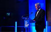 6 May 2025; Leinster Rugby president Declan Gardiner speaks during the Leinster Rugby awards ball 2025 at O'Reilly Hall in UCD, Dublin. Photo by Brendan Moran/Sportsfile