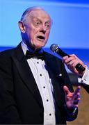 6 May 2025; Former Leinster Rugby president Paul Deering is interviewed during the Leinster Rugby awards ball 2025 at O'Reilly Hall in UCD, Dublin. Photo by Brendan Moran/Sportsfile