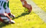 3 May 2025; A general view of a sliotar before a sideline cut during the Munster GAA Hurling Senior Championship Round 3 match between Waterford and Limerick at Walsh Park in Waterford. Photo by Piaras Ó Mídheach/Sportsfile