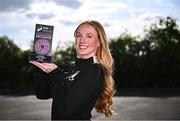 8 May 2025; Kelly Brady of Athlone Town with her SSE Airtricity Women’s Premier Division Player of the Month Award for April at Athlone Town Stadium in Athlone. Photo by Piaras Ó Mídheach/Sportsfile