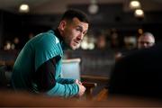 8 May 2025; Aaron Greene speaks to media during a Shamrock Rovers media conference at Roadstone Group Sports Club in Dublin. Photo by Stephen McCarthy/Sportsfile