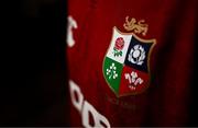 8 May 2025; A detailed view of the British & Irish Lions jersey ahead of the British & Irish Lions Squad and Captain announcement for the 2025 Tour of Australia at Indigo at The O2 in London, England. Photo by Ben McShane/Sportsfile