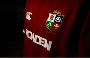 8 May 2025; A detailed view of the British & Irish Lions jersey ahead of the British & Irish Lions Squad and Captain announcement for the 2025 Tour of Australia at Indigo at The O2 in London, England. Photo by Ben McShane/Sportsfile
