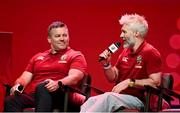 8 May 2025; British & Irish Lions Head of Athletic Performance Aled Walters, right, and Assistant coach John Fogarty during the British & Irish Lions Squad and Captain announcement for the 2025 Tour of Australia at Indigo at The O2 in London, England. Photo by Ben McShane/Sportsfile