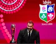 8 May 2025; British & Irish Lions Head Coach Andy Farrell takes his seat during the British & Irish Lions Squad and Captain announcement for the 2025 Tour of Australia at Indigo at The O2 in London, England. Photo by Ben McShane/Sportsfile