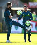 2 May 2025; Cork City coaches Greg Bolger, left, and Liam Kearney before the SSE Airtricity Men's Premier Division match between Cork City and Shamrock Rovers at Turner's Cross in Cork. Photo by Brendan Moran/Sportsfile