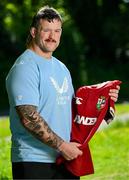 8 May 2025; Andrew Porter of Leinster poses for portrait with the Lions jersey at Leinster Rugby HQ in Dublin after being named in the British & Irish Lions Squad for the 2025 Tour of Australia. Photo by Brendan Moran/Sportsfile