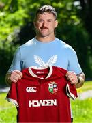 8 May 2025; Andrew Porter of Leinster poses for portrait with the Lions jersey at Leinster Rugby HQ in Dublin after being named in the British & Irish Lions Squad for the 2025 Tour of Australia. Photo by Brendan Moran/Sportsfile