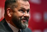8 May 2025; British & Irish Lions Head Coach Andy Farrell speaking during a press conference after the British & Irish Lions Squad and Captain announcement for the 2025 Tour of Australia at Indigo at The O2 in London, England. Photo by Ben McShane/Sportsfile