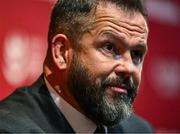 8 May 2025; British & Irish Lions Head Coach Andy Farrell speaking during a press conference after the British & Irish Lions Squad and Captain announcement for the 2025 Tour of Australia at Indigo at The O2 in London, England. Photo by Ben McShane/Sportsfile
