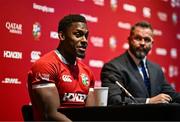 8 May 2025; British & Irish Lions Captain Maro Itoje, left, and Head Coach Andy Farrell, during a press conference after the British & Irish Lions Squad and Captain announcement for the 2025 Tour of Australia at Indigo at The O2 in London, England. Photo by Ben McShane/Sportsfile