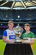 6 May 2025; Conor Murray of Waterford, left, and Lee Pearson of Offaly, pictured with the Tailteann Cup at the launch of the Tailteann Cup at Croke Park in Dublin. Photo by Sam Barnes/Sportsfile