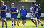 9 May 2025; Leinster academy manager Simon Broughton, centre, after the Interprovincial &quot;A&quot; Rugby match between Leinster A and Ulster A at Castle Avenue in Dublin. Photo by Piaras Ó Mídheach/Sportsfile
