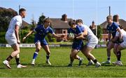 9 May 2025; Hugo McLaughlin of Leinster A is tackled by Jonathan Scott of Ulster A during the Interprovincial &quot;A&quot; Rugby match between Leinster A and Ulster A at Castle Avenue in Dublin. Photo by Piaras Ó Mídheach/Sportsfile