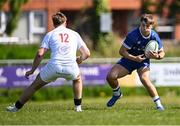 9 May 2025; Hugo McLaughlin of Leinster A in action against Jonathan Scott of Ulster A during the Interprovincial &quot;A&quot; Rugby match between Leinster A and Ulster A at Castle Avenue in Dublin. Photo by Piaras Ó Mídheach/Sportsfile