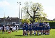 9 May 2025; Leinster players in a huddle after the Interprovincial &quot;A&quot; Rugby match between Leinster A and Ulster A at Castle Avenue in Dublin. Photo by Piaras Ó Mídheach/Sportsfile