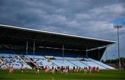 9 May 2025; Mayo players warm-up before the Electric Ireland Connacht GAA Football Minor Championship final match between Roscommon and Mayo at Hastings Insurance MacHale Park in Castlebar, Mayo. Photo by Ben McShane/Sportsfile