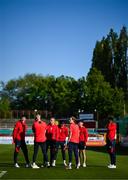 9 May 2025; Shelbourne players before the SSE Airtricity Men's Premier Division match between Shelbourne and St Patrick's Athletic at Tolka Park in Dublin. Photo by Stephen McCarthy/Sportsfile
