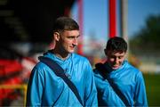 9 May 2025; Mason Melia of St Patrick's Athletic arrives for the SSE Airtricity Men's Premier Division match between Shelbourne and St Patrick's Athletic at Tolka Park in Dublin. Photo by Stephen McCarthy/Sportsfile
