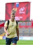 9 May 2025; Gavin Coombes of Munster arrives before the United Rugby Championship match between Munster and Ulster at Thomond Park in Limerick. Photo by Brendan Moran/Sportsfile