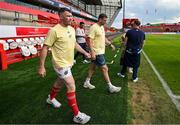 9 May 2025; Peter O'Mahony and Tadhg Beirne of Munster before the United Rugby Championship match between Munster and Ulster at Thomond Park in Limerick. Photo by Brendan Moran/Sportsfile
