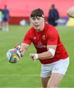 9 May 2025; Jude Postlethwaite of Ulster warms up before the United Rugby Championship match between Munster and Ulster at Thomond Park in Limerick. Photo by John Dickson/Sportsfile