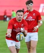 9 May 2025; Jacob Stockdale of Ulster warms up before the United Rugby Championship match between Munster and Ulster at Thomond Park in Limerick. Photo by John Dickson/Sportsfile