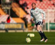 9 May 2025; Mark Connolly of Derry City warms up before the SSE Airtricity Men's Premier Division match between Cork City and Derry City at Turner's Cross in Cork. Photo by Michael P Ryan/Sportsfile