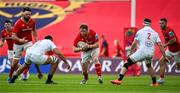 9 May 2025; Stephen Archer of Munster in action against Cormac Izuchukwu of Ulster during the United Rugby Championship match between Munster and Ulster at Thomond Park in Limerick. Photo by Brendan Moran/Sportsfile