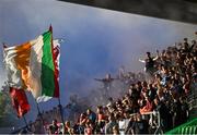 9 May 2025; Drogheda United supporters during the SSE Airtricity Men's Premier Division match between Shamrock Rovers and Drogheda United at Tallaght Stadium in Dublin. Photo by David Fitzgerald/Sportsfile