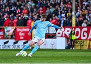 9 May 2025; Chris Forrester of St Patrick's Athletic takes a free during the SSE Airtricity Men's Premier Division match between Shelbourne and St Patrick's Athletic at Tolka Park in Dublin. Photo by Piaras Ó Mídheach/Sportsfile