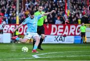 9 May 2025; Aidan Keena of St Patrick's Athletic takes a free during the SSE Airtricity Men's Premier Division match between Shelbourne and St Patrick's Athletic at Tolka Park in Dublin. Photo by Piaras Ó Mídheach/Sportsfile