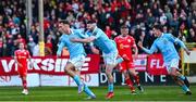 9 May 2025; Mason Melia of St Patrick's Athletic celebrates with team-mate Aidan Keena, behind, after scoring his side's first goal during the SSE Airtricity Men's Premier Division match between Shelbourne and St Patrick's Athletic at Tolka Park in Dublin. Photo by Piaras Ó Mídheach/Sportsfile
