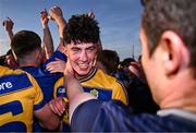 9 May 2025; Sam Hannon of Roscommon celebrates after the Electric Ireland Connacht GAA Football Minor Championship final match between Roscommon and Mayo at Hastings Insurance MacHale Park in Castlebar, Mayo. Photo by Ben McShane/Sportsfile