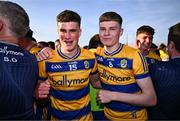 9 May 2025; Luke Shally, left, and Alex Oates of Roscommon celebrate after the Electric Ireland Connacht GAA Football Minor Championship final match between Roscommon and Mayo at Hastings Insurance MacHale Park in Castlebar, Mayo. Photo by Ben McShane/Sportsfile