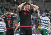 9 May 2025; Warren Davis of Drogheda United reacts after a missed opportunity during the SSE Airtricity Men's Premier Division match between Shamrock Rovers and Drogheda United at Tallaght Stadium in Dublin. Photo by David Fitzgerald/Sportsfile