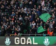 9 May 2025; Shamrock Rovers supporters celebrate their side's first goal during the SSE Airtricity Men's Premier Division match between Shamrock Rovers and Drogheda United at Tallaght Stadium in Dublin. Photo by Thomas Flinkow/Sportsfile