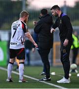 9 May 2025; Dundalk manager Ciaran Kilduff issues instructions to Daryl Horgan of Dundalk during the SSE Airtricity Men's First Division match between Dundalk and Bray Wanderers at Oriel Park in Dundalk, Louth. Photo by Tyler Miller/Sportsfile