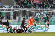 9 May 2025; Lee Grace of Shamrock Rovers, 5, on his way to scoring his side's second goal during the SSE Airtricity Men's Premier Division match between Shamrock Rovers and Drogheda United at Tallaght Stadium in Dublin. Photo by Thomas Flinkow/Sportsfile