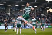 9 May 2025; Lee Grace of Shamrock Rovers celebrates after scoring his side's second goal during the SSE Airtricity Men's Premier Division match between Shamrock Rovers and Drogheda United at Tallaght Stadium in Dublin. Photo by David Fitzgerald/Sportsfile