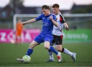 9 May 2025; Cian Doyle of Bray Wanderers in action against Sean Keogh of Dundalk during the SSE Airtricity Men's First Division match between Dundalk and Bray Wanderers at Oriel Park in Dundalk, Louth. Photo by Tyler Miller/Sportsfile