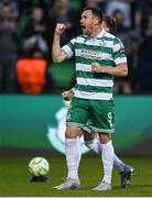 9 May 2025; Aaron Greene of Shamrock Rovers celebrates after scoring his side's first goal during the SSE Airtricity Men's Premier Division match between Shamrock Rovers and Drogheda United at Tallaght Stadium in Dublin. Photo by David Fitzgerald/Sportsfile
