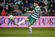 9 May 2025; Aaron Greene of Shamrock Rovers shoots to score his side's first goal during the SSE Airtricity Men's Premier Division match between Shamrock Rovers and Drogheda United at Tallaght Stadium in Dublin. Photo by David Fitzgerald/Sportsfile