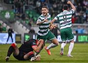 9 May 2025; Lee Grace of Shamrock Rovers celebrates after scoring his side's second goal during the SSE Airtricity Men's Premier Division match between Shamrock Rovers and Drogheda United at Tallaght Stadium in Dublin. Photo by David Fitzgerald/Sportsfile