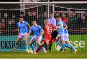 9 May 2025; Kerr McInroy of Shelbourne scores his side's second goal during the SSE Airtricity Men's Premier Division match between Shelbourne and St Patrick's Athletic at Tolka Park in Dublin. Photo by Stephen McCarthy/Sportsfile